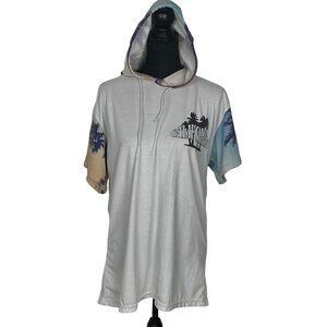 FRESH LAUNDRY Men Graphic Print Tropical California Hoodie Sz XL White 18-8